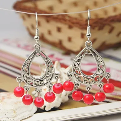 Kissitty 30 Pairs Mixed Color Antique Dangling Earring For Women Tibetan Style Chandelier Earrings Jewelry Findings Gift