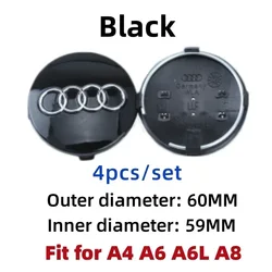 Sleek Audi Wheel Center Hub Cap Cover for Luxury Car Enhancement (60MM-Black)