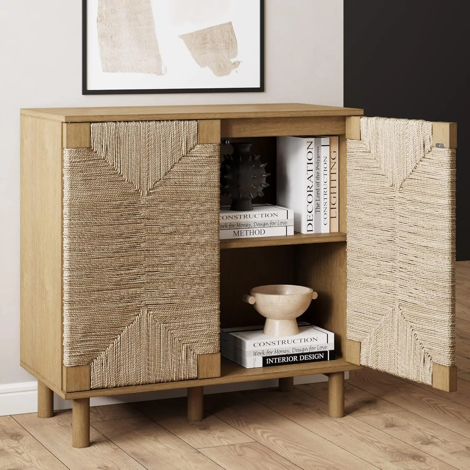 Accent Storage Boho Modern Free Buffet Sideboard Cabinet for Hallway Entryway Dining Living Room Set of 2 TV Stand Beacon