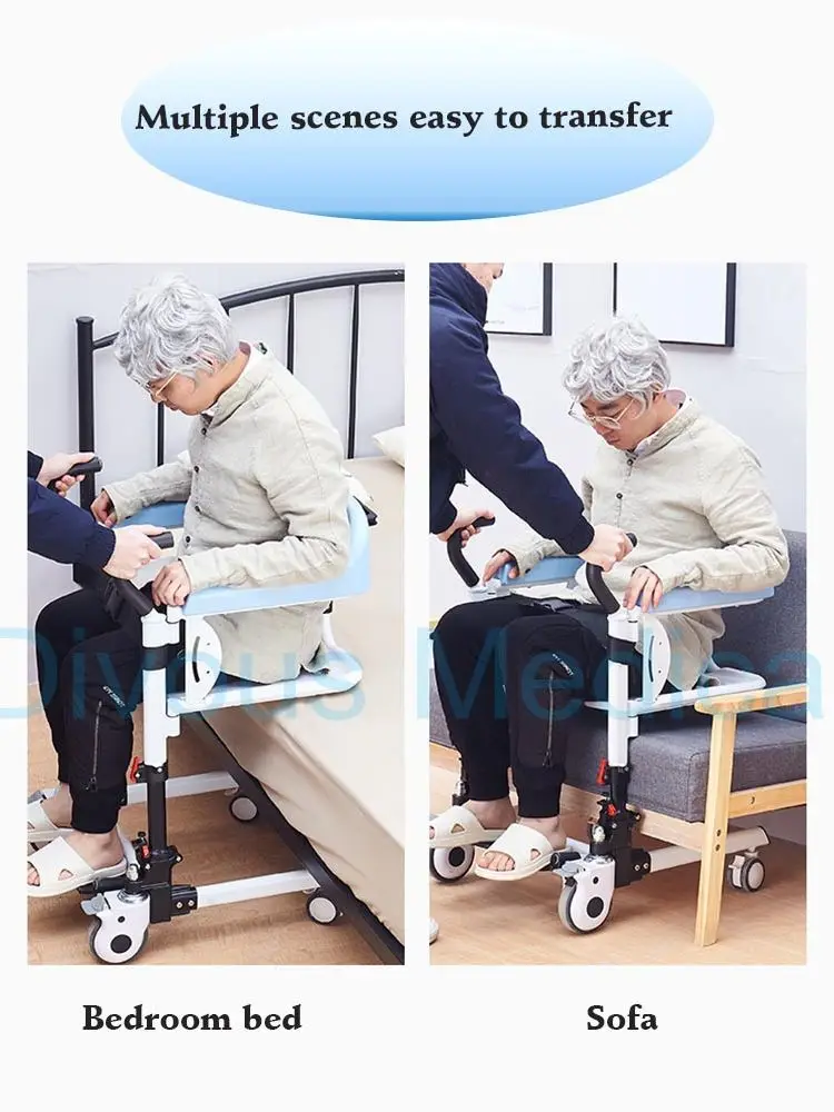 Best Selling Lightweight Patient Manual Adjust Transfer Wheelchair Shower Chair Disabled Medical Equipment 5