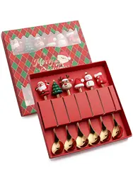 Elegant Stainless Steel Christmas Tableware Gift Set - Forks and Spoons for Coffee, Tea, and Desserts (6pcs spoon B)
