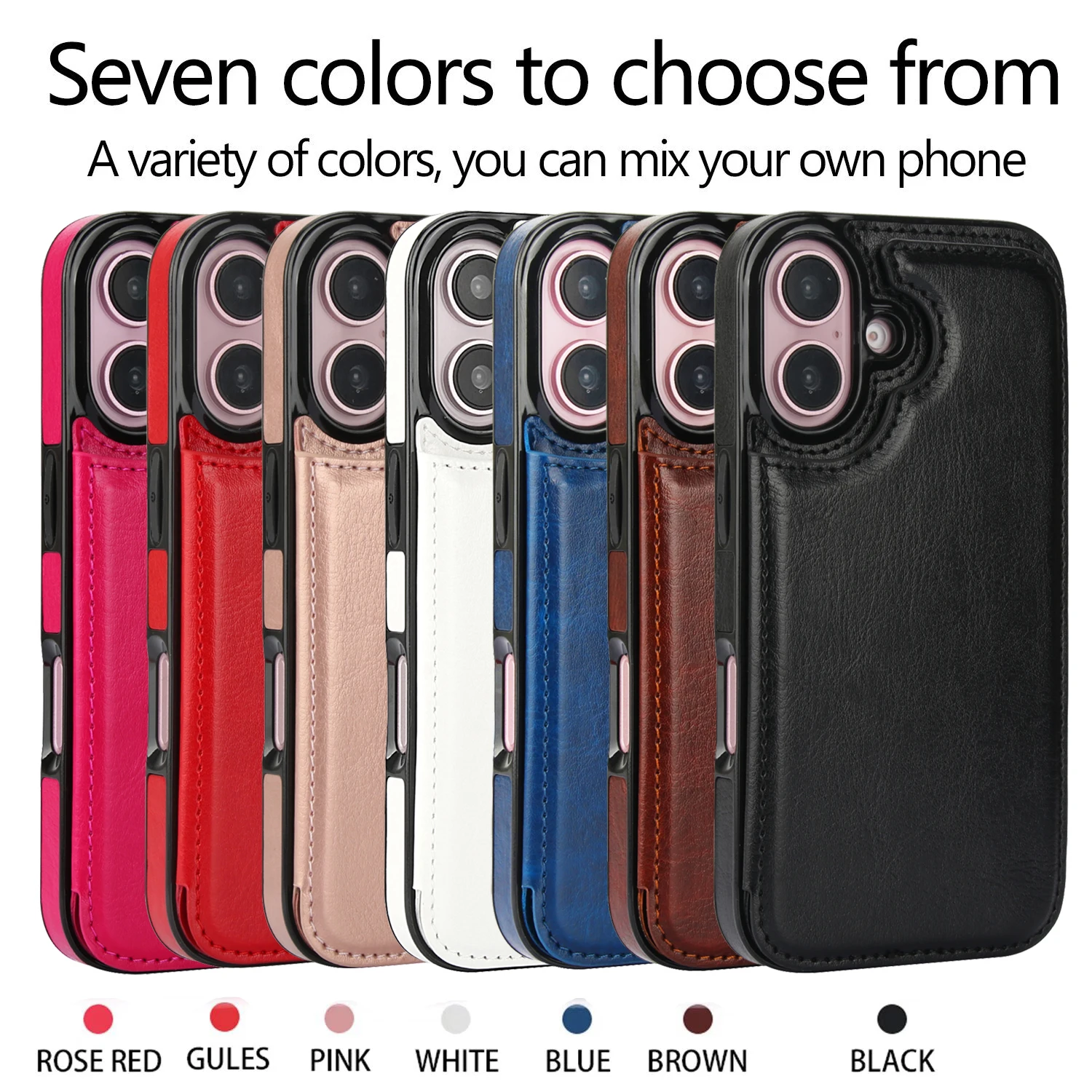 Double Buckle Leather Wallet Case with Card Slot and Magnetic Flip Closure