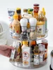 Lnofxas 360 Rotation Cabinet Turntable Organizer Storage Spice Rack Drink Cosmetic Storage Rack Transparent For Kitchen Bathroom 3