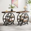 End Table Set of 2, 3-Tier Narrow Sofa Side Table with Storage for Living Room, Wood End Table with Geometric Metal Frame, Indu 1