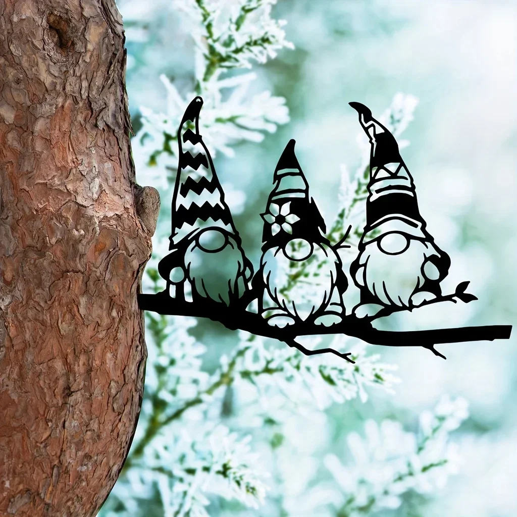 

CIFBUY Decoration Metal Branch Gnomes Stake Decoration Yard Decor Metal Outdoor Art Garden Tree Decorations Outdoor Backyard Dec