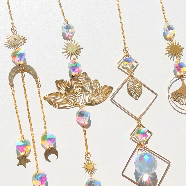 Fém Fénygyűjtemény Medál Kerti Díszek Szivárványos Könnyű Fogó Lótusz Pillangó Hold Ablak Kellékek Otthoni Fali Hálószobához - Image 5