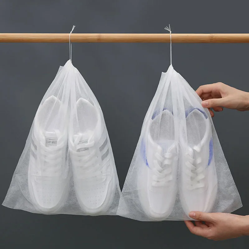 10Pcs/Set Shoe Dust Covers NonWoven Dustproof Drawstring Clear Storage