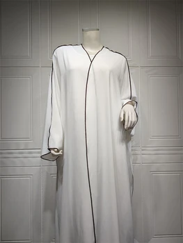Ramadan White Abaya Dubai Kimono Jalabiya Prayer Clothes For Women Turkey Islam Muslim Modest Dress