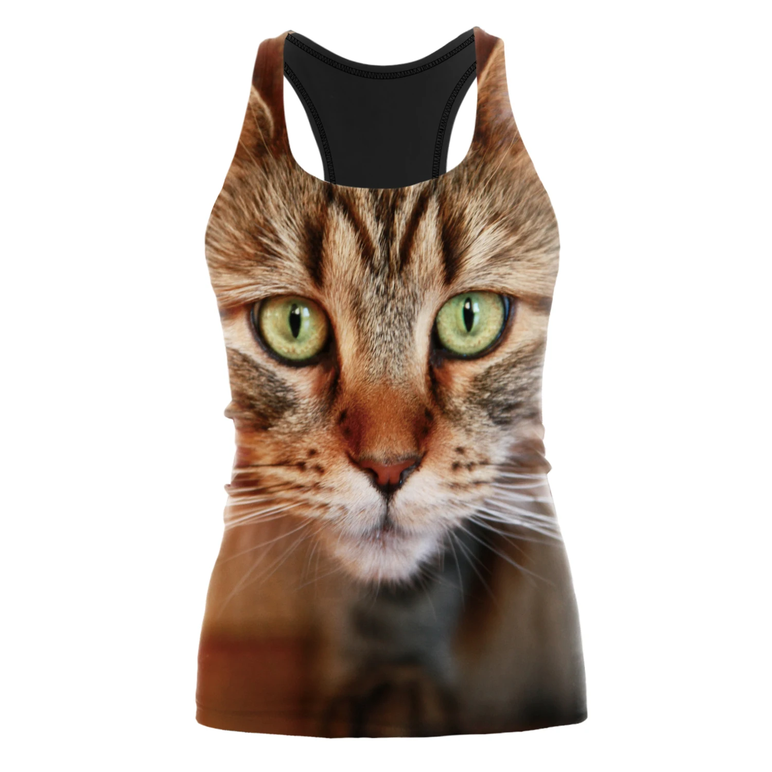 Sommer Frauen Yoga Tops Katze 3D Druck Sport Weste Aushöhlen Ärmellose Shirts Mädchen Gym Fitness Tank Top Schlank Laufschuhe Weibliche – Detail 6