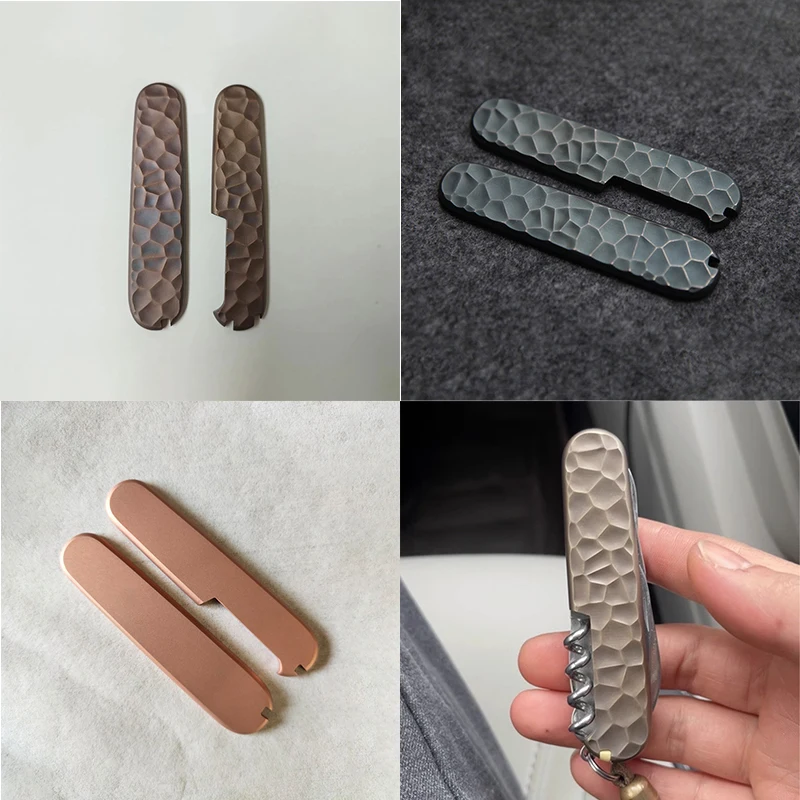 

1 Pair Red Copper Knife Handle Patches Scales for 91MM Victorinox Swiss Army Knives Stone Stria Pattern DIY Make Accessory Part