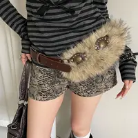 Fashion PU Leather Leather Fur Belt Spicy Girl Style Punk Belt Faux Fur Jeans Decor Y2K Waistband Daily