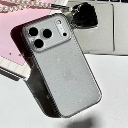 Ultra Thin Clear Glitter Soft Silicone Phone Case - Transparent Protective Cover - iPhone 15 Plus (Gray)