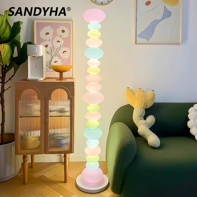 SANDYHA 홈 데코 레인보우 캔디 스트링 스탠딩 테이블 조명, 창의적인 어린이 방 LED 램프, 거실 침실 소파 바닥 램프
