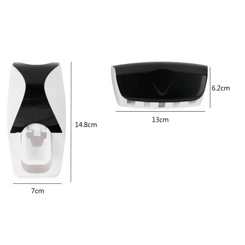 Toothbrush Holder Toothpaste Dispenser Wall Mounted Bathroom Storage Rack Toothpaste Squeezer 1Set