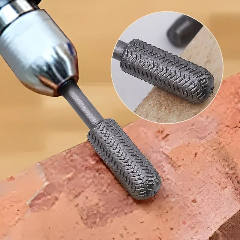 더블 컷 로터리 랩 파일 세트 6mm 샹크 카빙 비트 전동 그라인딩 헤드 경질 탄소강 파일 금속 목재 연마용