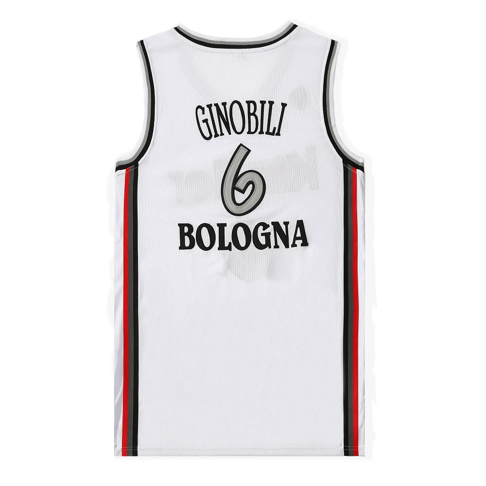 Basketball jerseys Kinder 6 GINOBIL Sewing embroidery Outdoor sportswear Hip hop white Sweat absorption breathable big size