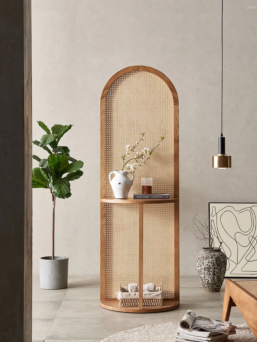 

Vine woven screen partition, household foyer, storage rack, living room, bedroom, movable cover