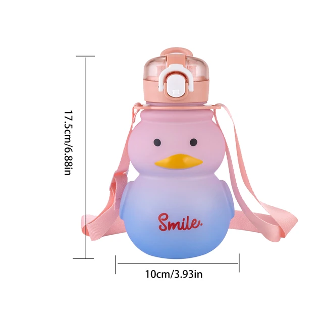 650ml Cute Water Bottle for Girls with Straw Portable Children's Kawaii Duck Kettle Summer Large Capacity Plastic Drinking Cup 6
