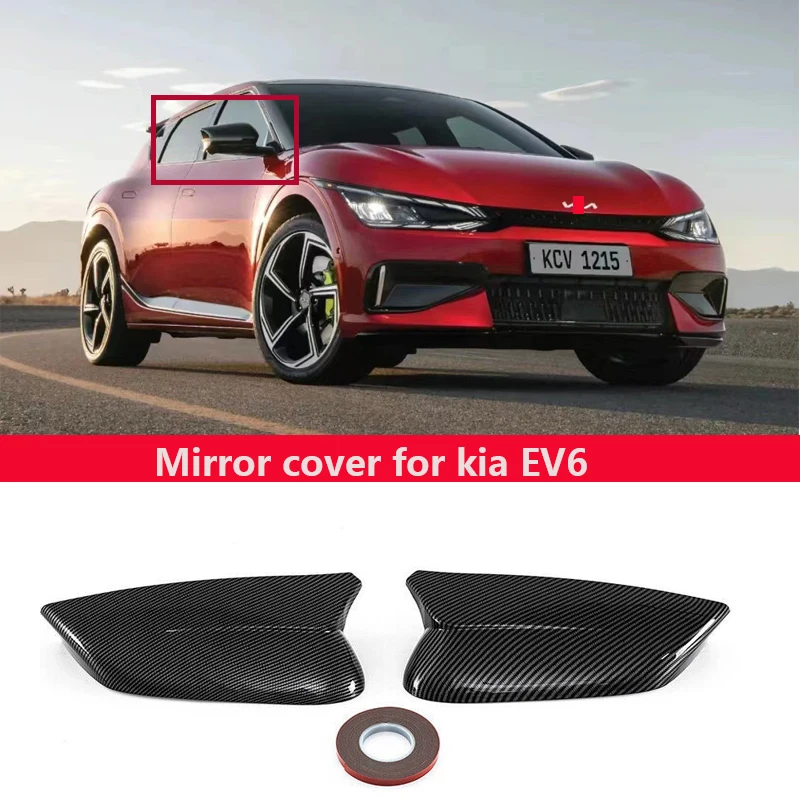 Per Kia Ev6 2022 2023 Carbon Look Car Retrovisore Side Mirror Cover Wing Cap Sticker Porta Esterna Vista Posteriore Case Trim