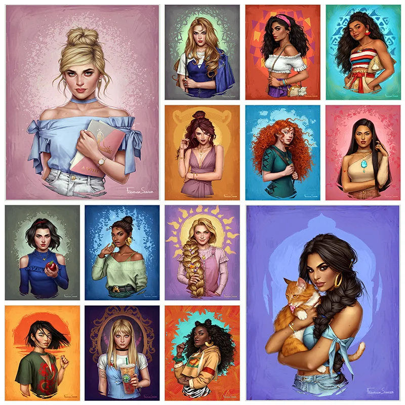 Disney Cartoon Vari Princess Diamond Drawing Circle/Square Bit Kit Ricamo Mosaico Strass Artigianato Per La Decorazione Domestica