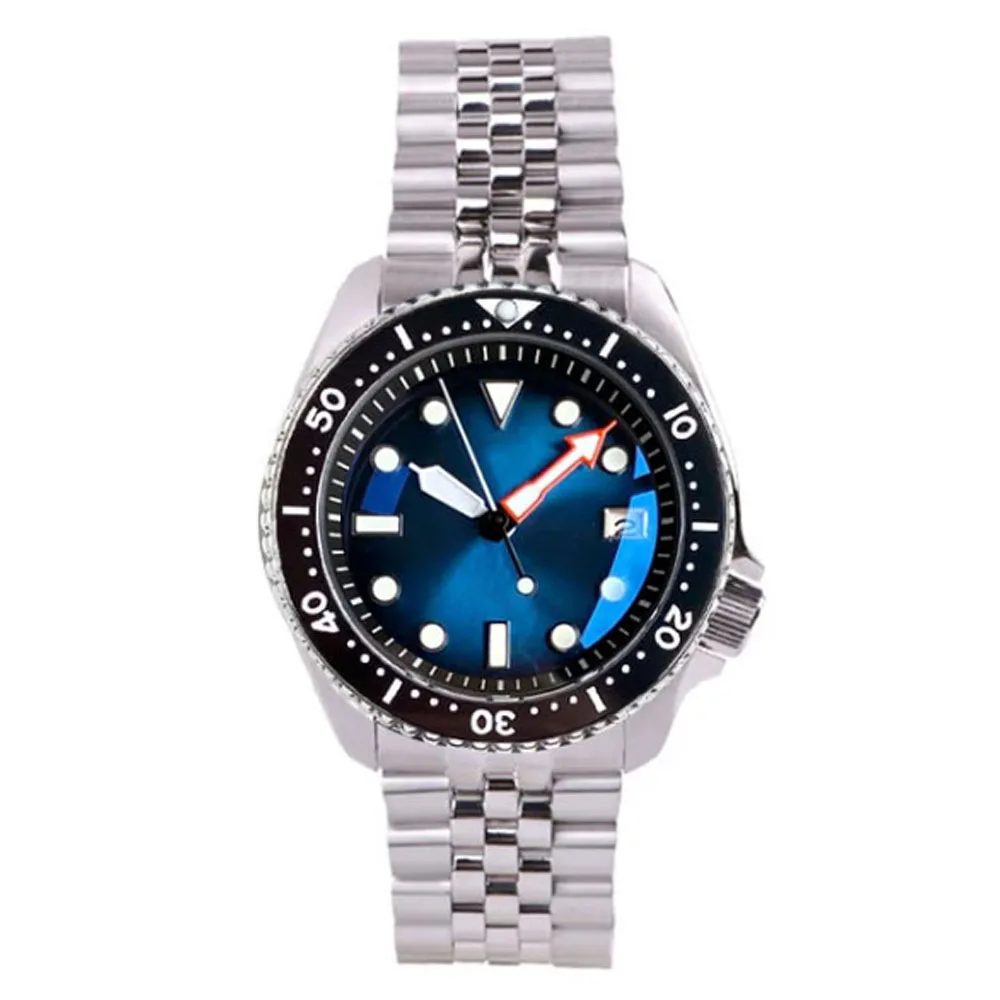 

200M Waterproof Tandorio Sunburst Blue Red Dial Sapphire Luminous NH35A Mechanical Diving Watch Men SKX 120 Clicks Bezel