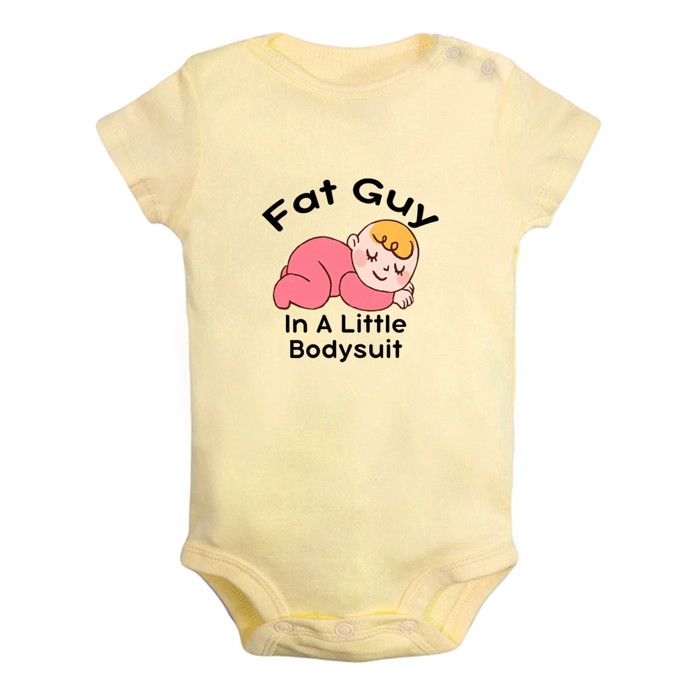 

Fat Guy In A Little Bodysuit Cute Baby Rompers Baby Boy Girl Fun Print Bodysuit Infant Short Sleeves Jumpsuit Kids Soft Clothes