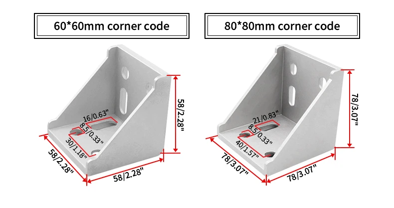 Industrieller Aluminium-Winkelcode 2020/2028/3030/4545/6060, rechter fester Anschluss, verdicktes Profilzubehör aus Aluminiumlegierung – Detail 8