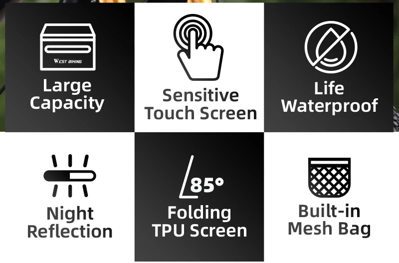 Description Picture 3 of itemWEST BIKING Waterproof Bike Front Frame Bag Touch Screen MTB Bicycle Phone Holder EVA Handlebar Bags Cycling Front Storage Bag