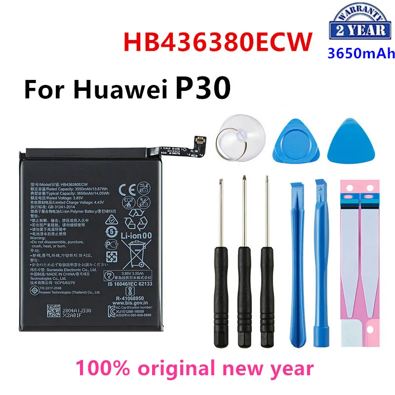 

100% Orginal HB436380ECW 3650mAh Battery For HUAWEI P30 ELE-L09 ELE-L29 ELE-AL00 ELE-TL00 Mobile Phone Batteries