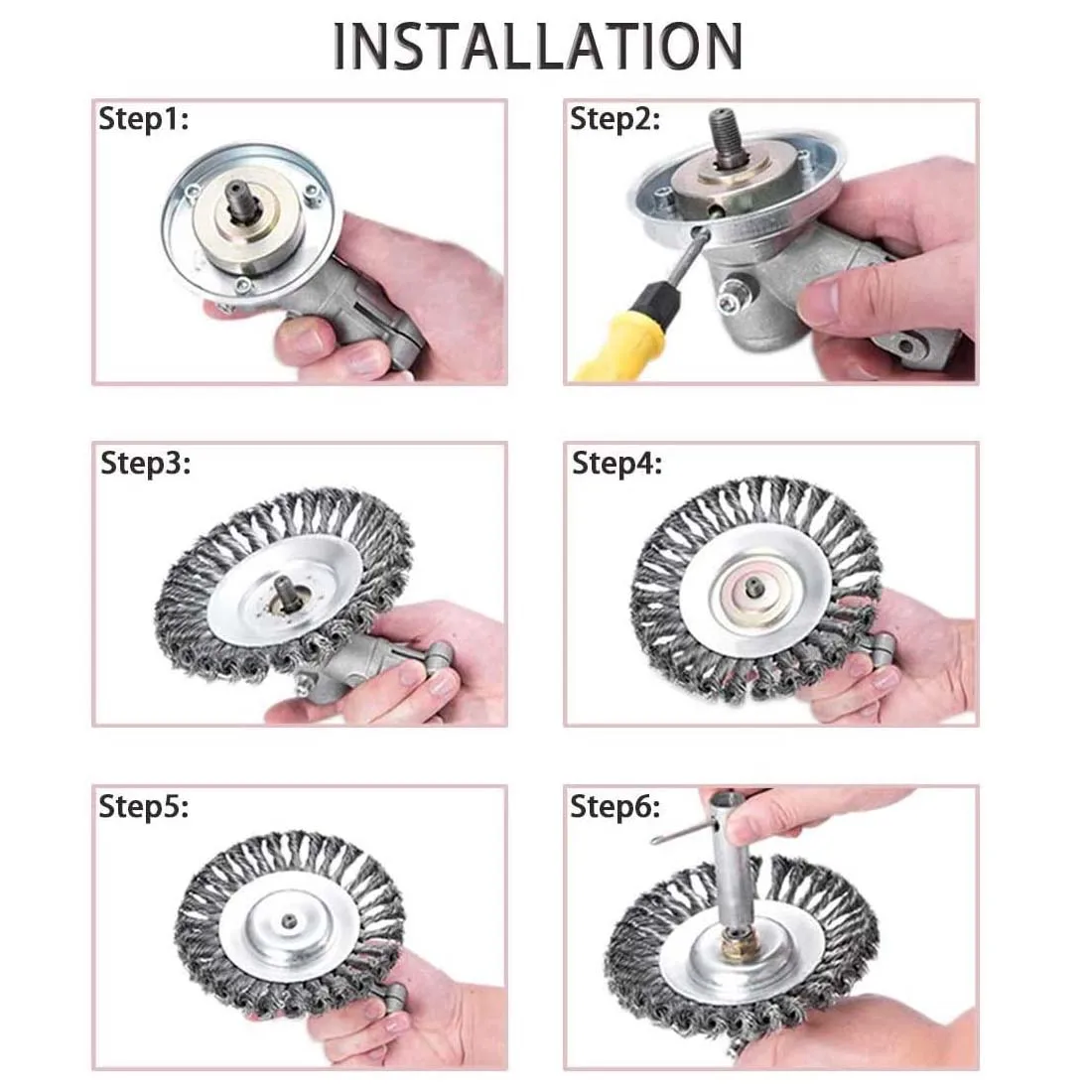 Mower With 6 Inch Steel Wire Weeding Head Wheel Kink 6 Inch Steel Wire Weeding Head Accessories Garden Tools Brush Disc