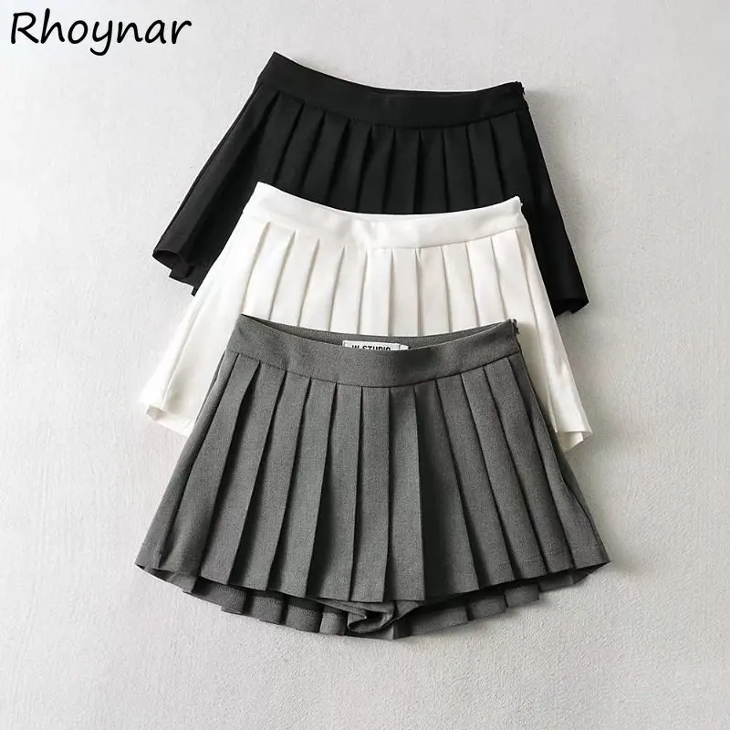

Pleated Skirts Women Mini Korean Style Hotsweet Solid All-match Fashion Ulzzang Summer College Personality Classic High Waist