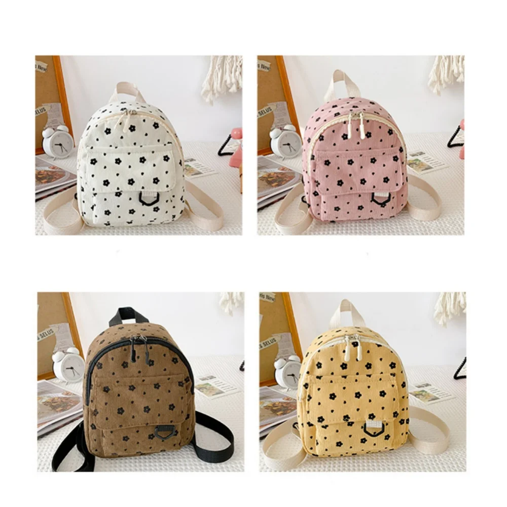 Japanese Cute Flower Corduroy Mini Backpack Large Capacity INS Student Fashion Simple Personalized Travel Backpack