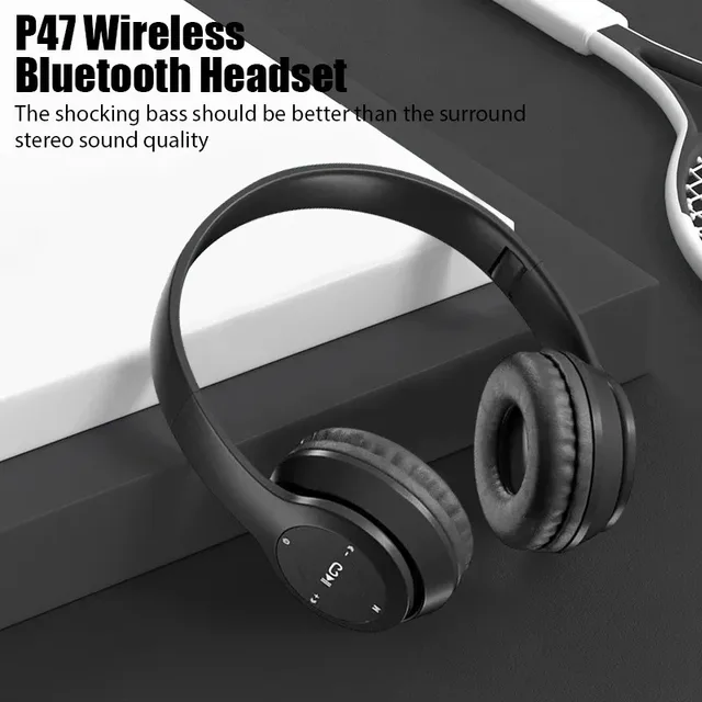 P47 Wireless bluetooth headphone With Mic Headsets Stereo Sound Earphones Sports Gaming Headphones Supports PC Smartphone