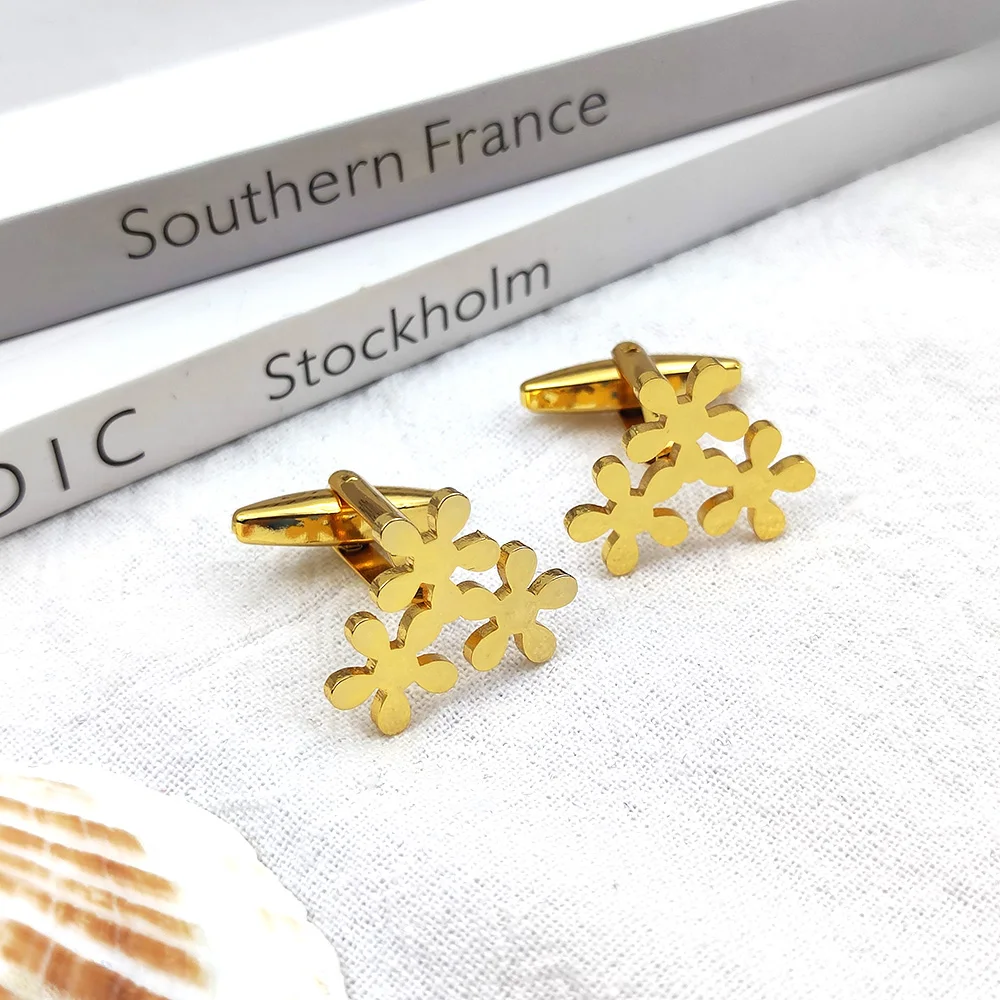 

Personalized Flower Pattern Shirt Cufflinks Stainless Steel Suit Sleeve Cufflinks Men Gold Jewelry Gifts Wholesale Free Shipping