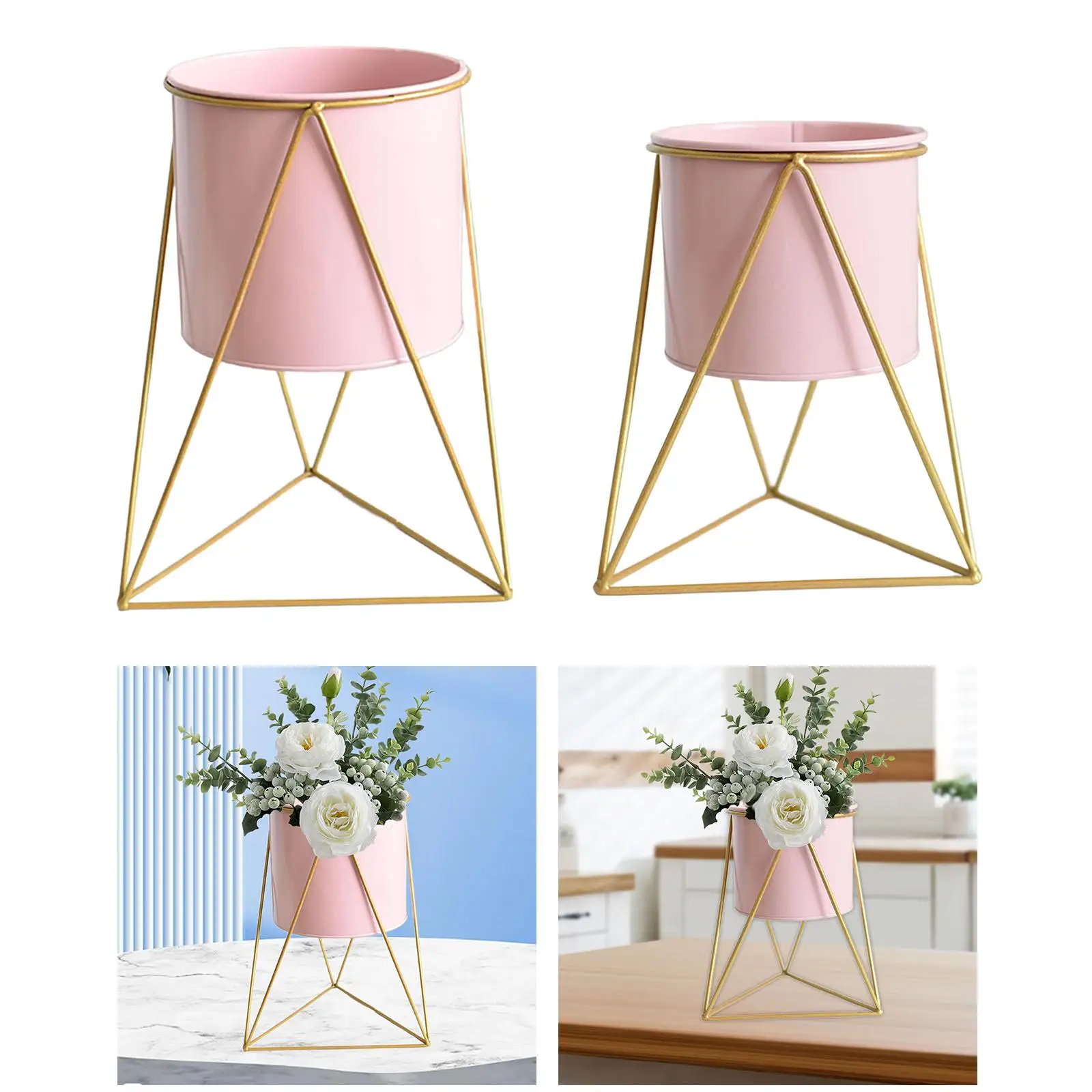 Plant Holder Container Accessories Metal Flower Pot Stand Flower Pot Shelf for Garden Living Room Multiple Plant Patios Balcony