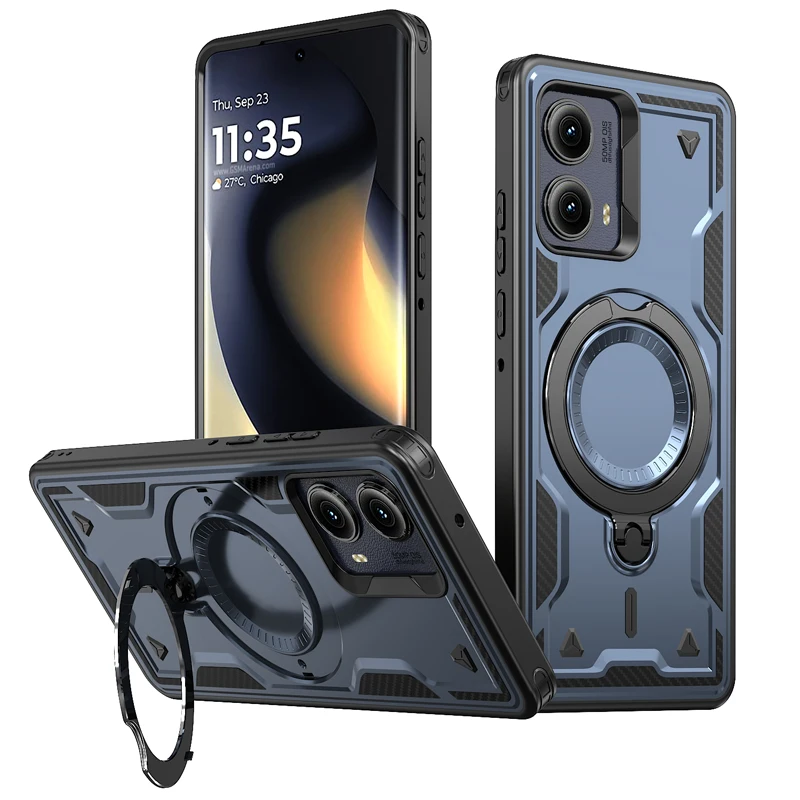 ELVEV Magnetic Dropproof Phone Case with Rotatable Ring Stand