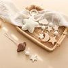 Baby Wooden Gym Frame Splint Triangle Newborn Activity Gym Frame Star Cloud Hanging Pendant Rattle Toys For Baby Montessori Toys 3