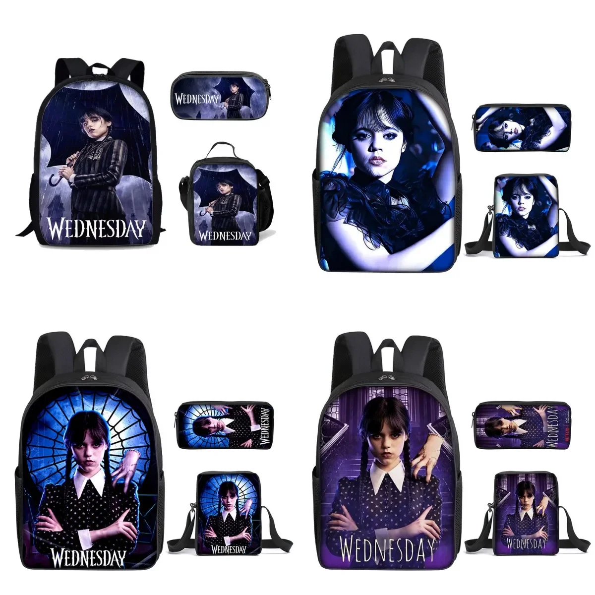 

3PC-SET New Adams Wednesday School Bag Printed Student Backpack Children's Backpack Children's Best Gift Sports Backpack