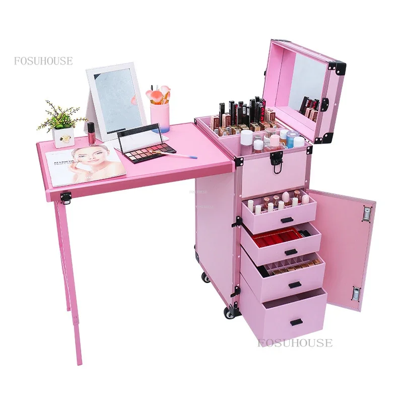 Portable Makeup Artist Nail Tables Foldable Nail Manicure Table Salon Furniture Creative Multi-function Pull Rod Makeup Table A shabu pen holder brush artist supply portable washing bucket paint washer plastic painting basin child folding clean