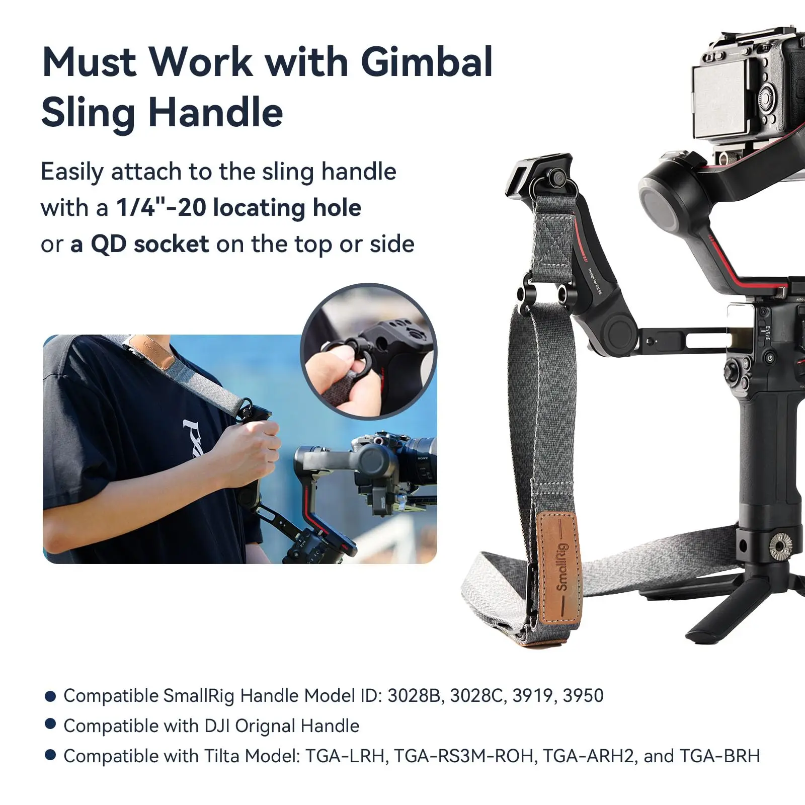 Alça de Ombro de Redução de Peso Smallrig Compatível com Alça Sling Gimbal Belt para Dji rs Rs3 Pro Rs2 4118 Rs3 - Image 2