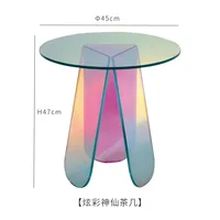 Table d'appoint de canapé en acrylique coloré, ronde, pour salon, café, thé, chambre à coucher, Tables d'angle, balcon, bureau de loisirs, décoration de maison 6