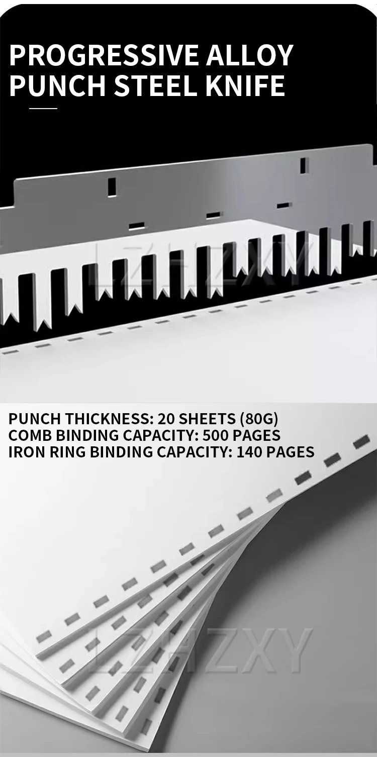 Description Picture 4 of itemU-ST20 Iron and rubber ring comb binding machine Double line calendar Contract and tender document punching binding machine 3 in