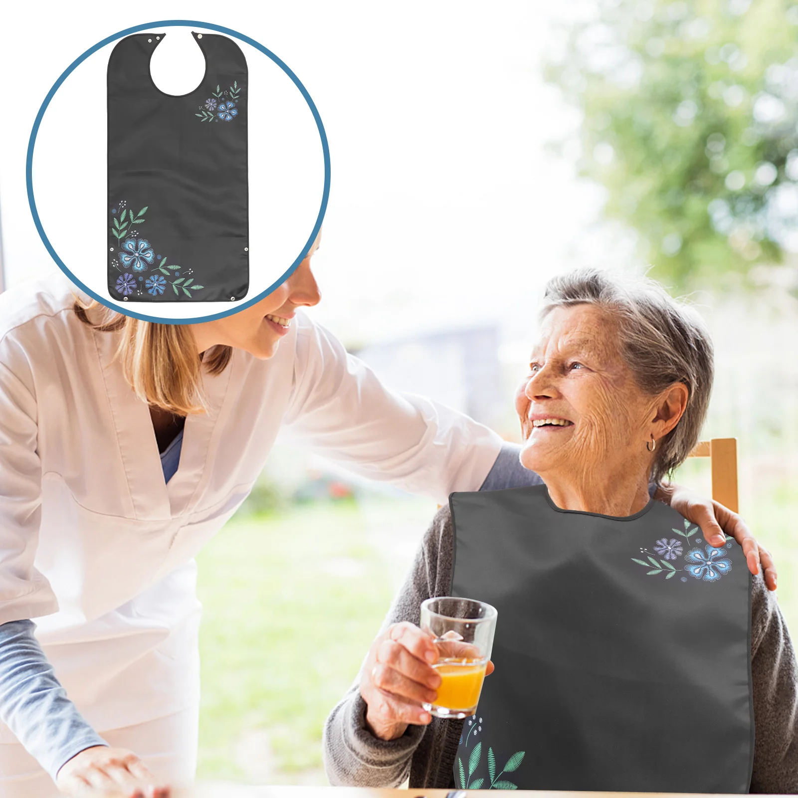 

Bib Adjustable Adult Clothing Protector Eating Senior Elderly Eating Bib Adult Bib Embroidered Double Layer Bib For Seniors