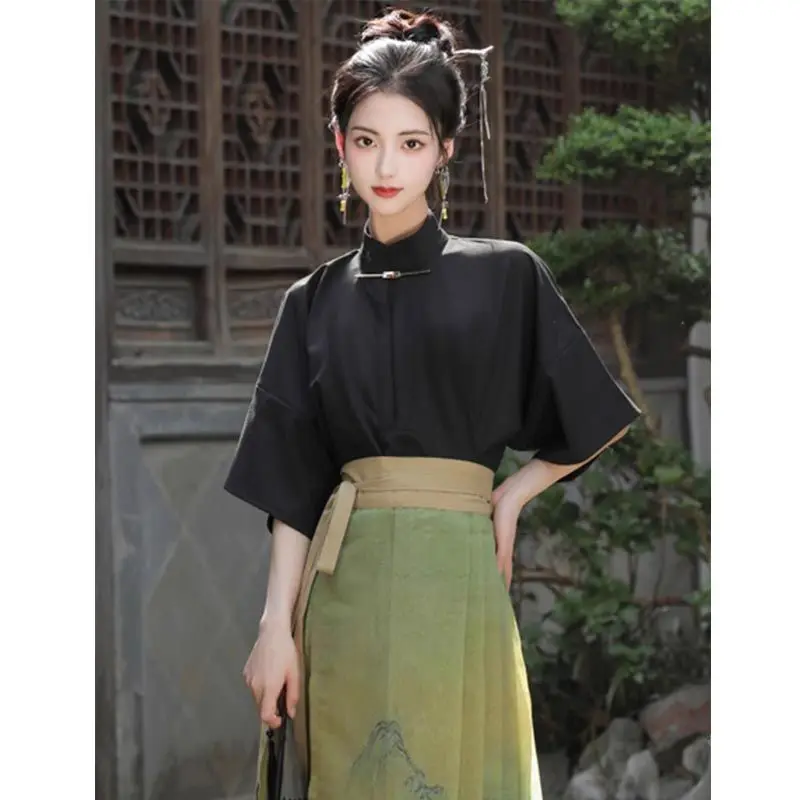 

Chinese Traditional Hanfu Suit Women's dress Suit Ming Made Improved Hanfu Mamianqun Suit Daily Summer Women's Clothing 2023