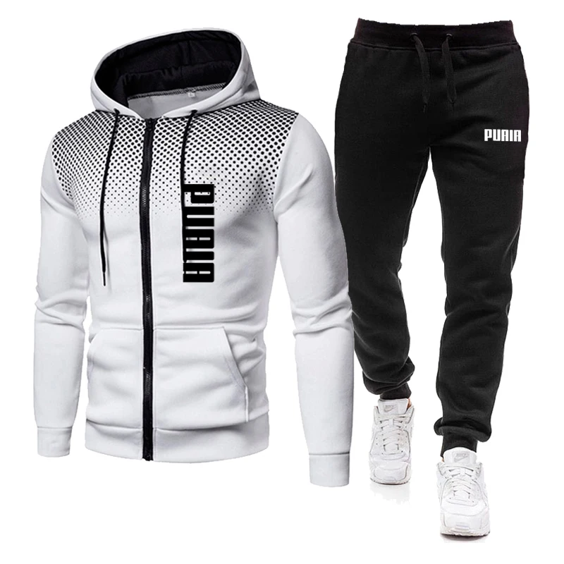 Chandal Hombre Completo Algodón Invierno Otoño 2 Piezas Chándal Deportivo Sudadera Con Cremallera Y Capucha Pantalón Para Correr Fitness Gimnasio