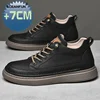Men Sneakers Elevator Shoes Hidden Heels Heighening Shoes For Men Increase Insole 7CM Sports Casual Genuine Leather Designer 5