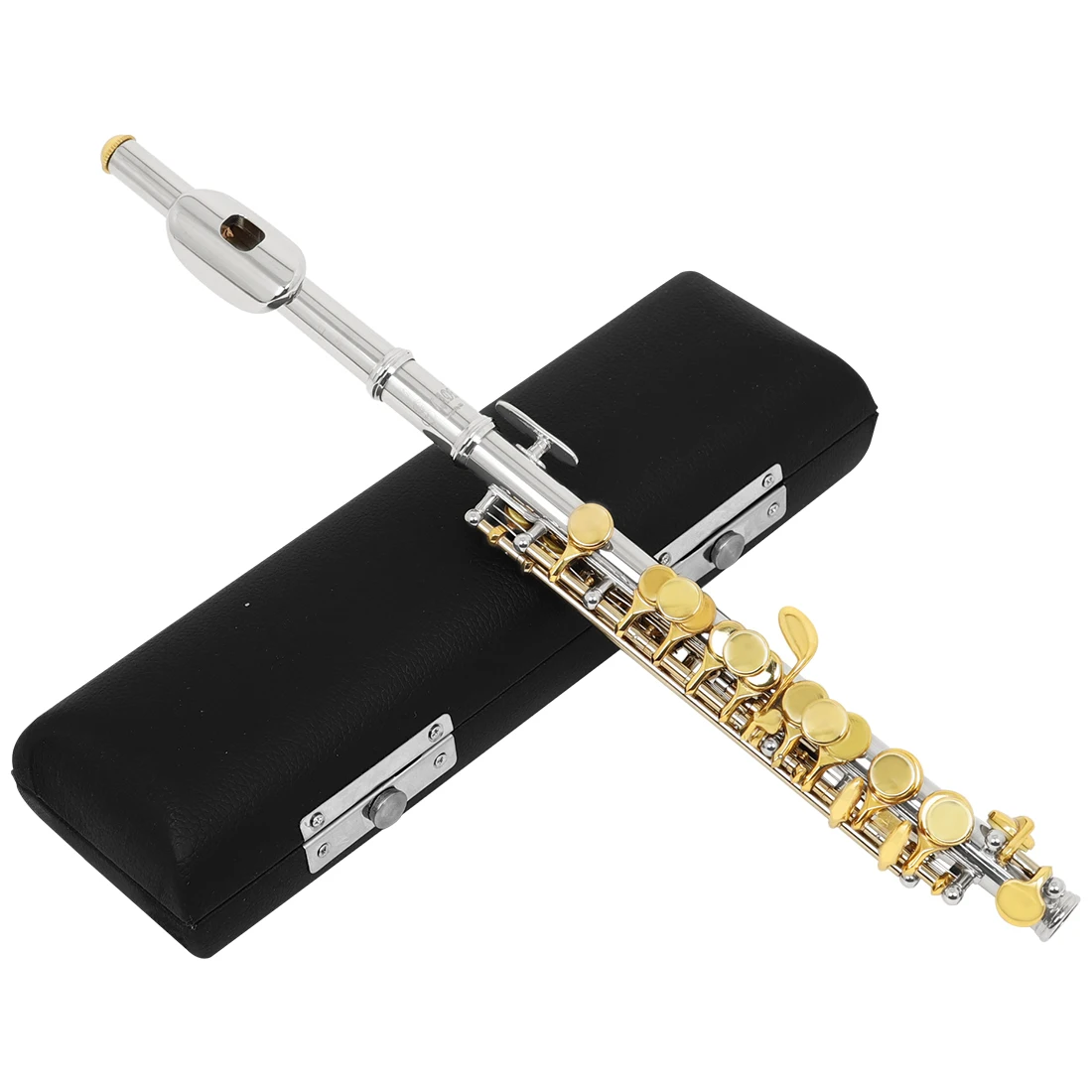 SLADE Piccolo Professional C Key Cupronickel Half-size Flute Silver Plated Body Gold Key with Padded Case Cleaning Cloth