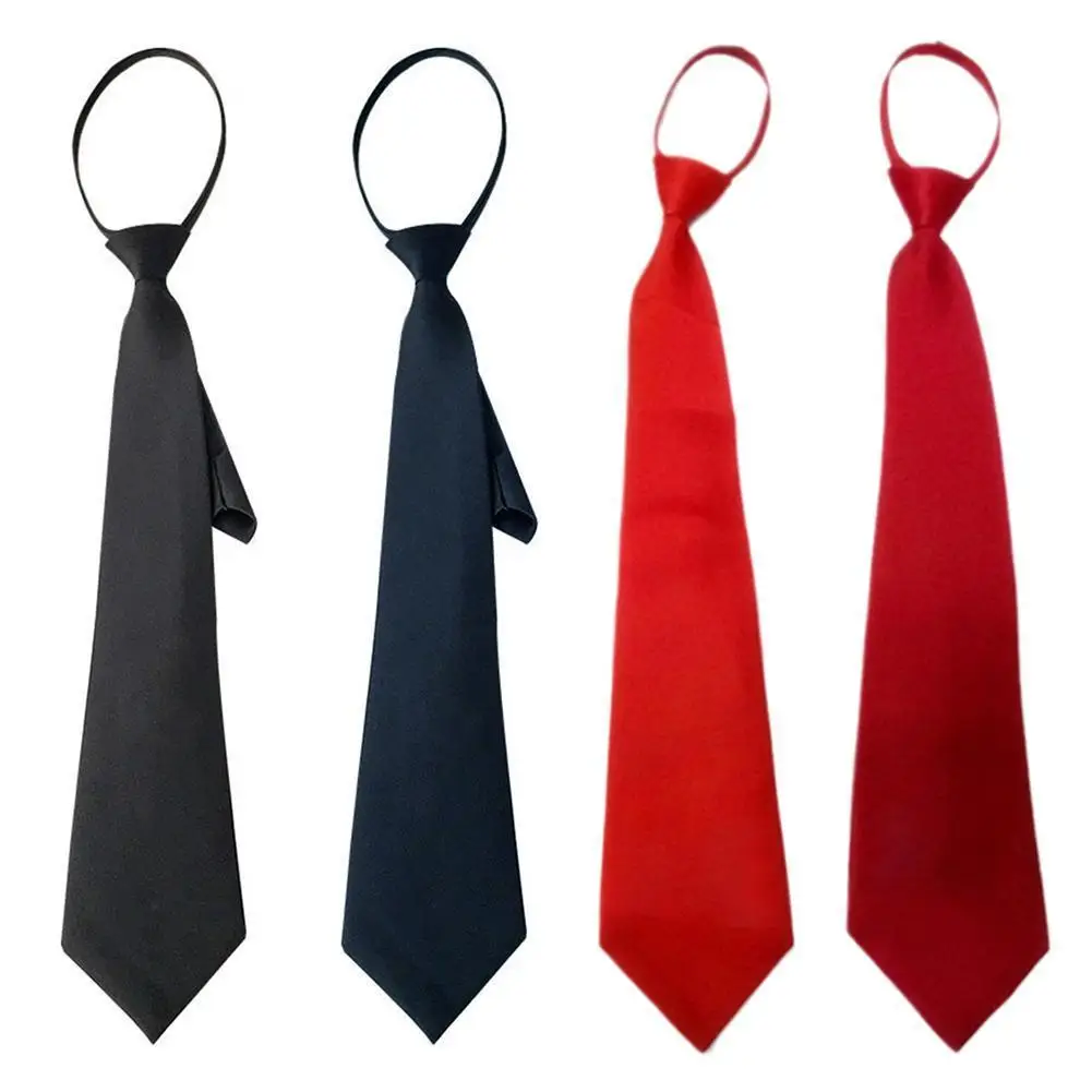 

2Pcs Pre-tied Zipper Tie Neck Women's Skinny Zipper Neckties Korean Style Simple Red Black Color Slim Narrow Entertainment Party