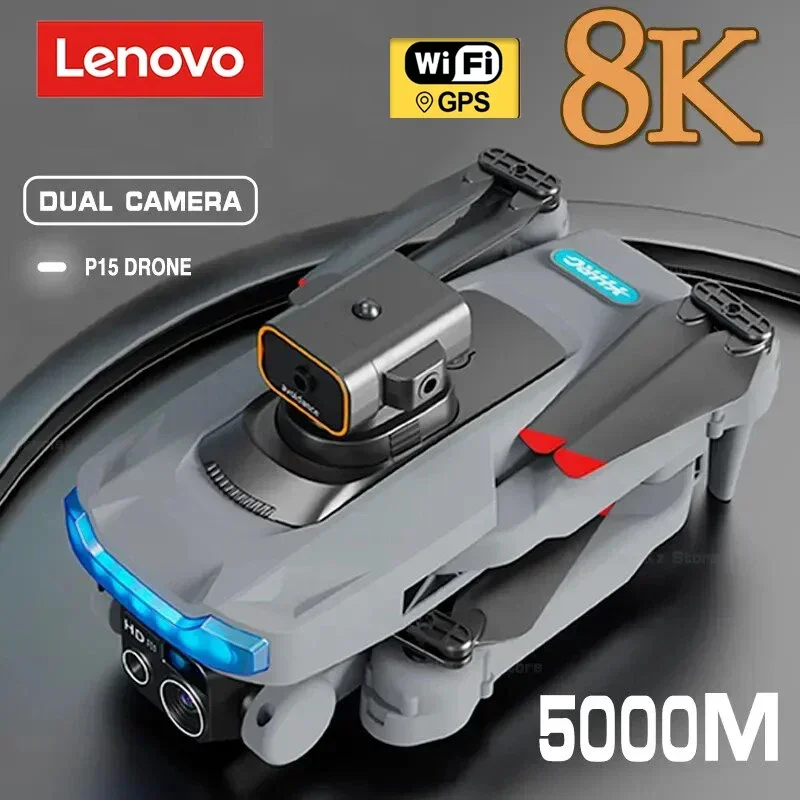 Lenove P15 프로 드론, 8K 듀얼 카메라, 전문 HD 항공 사진, FPV GPS, 무지향성 장애물 회피 쿼드콥터 