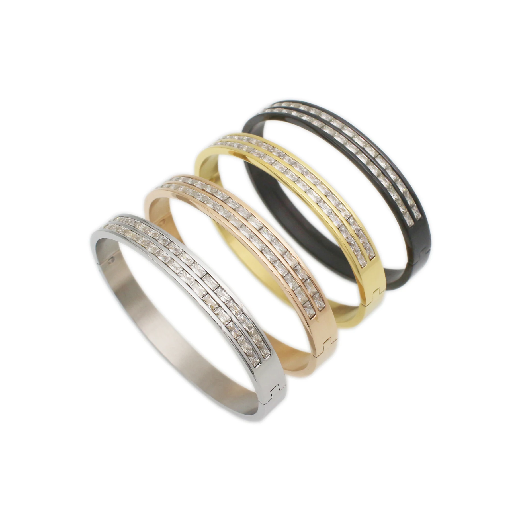 

JSBAO New Arrival Women Party Bracelet Jewelry Stainless Steel Bracelets & Bangles For Men Women Fashion Compoun Crystal Bangle
